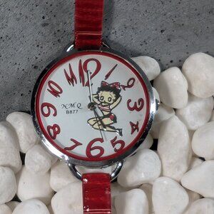 Betty Boop Watch 1985 Vintage, Red Thin Strap Watch Band, No Box, Working